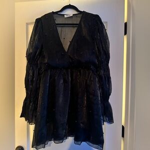 Puff sleeve mini pearl dress